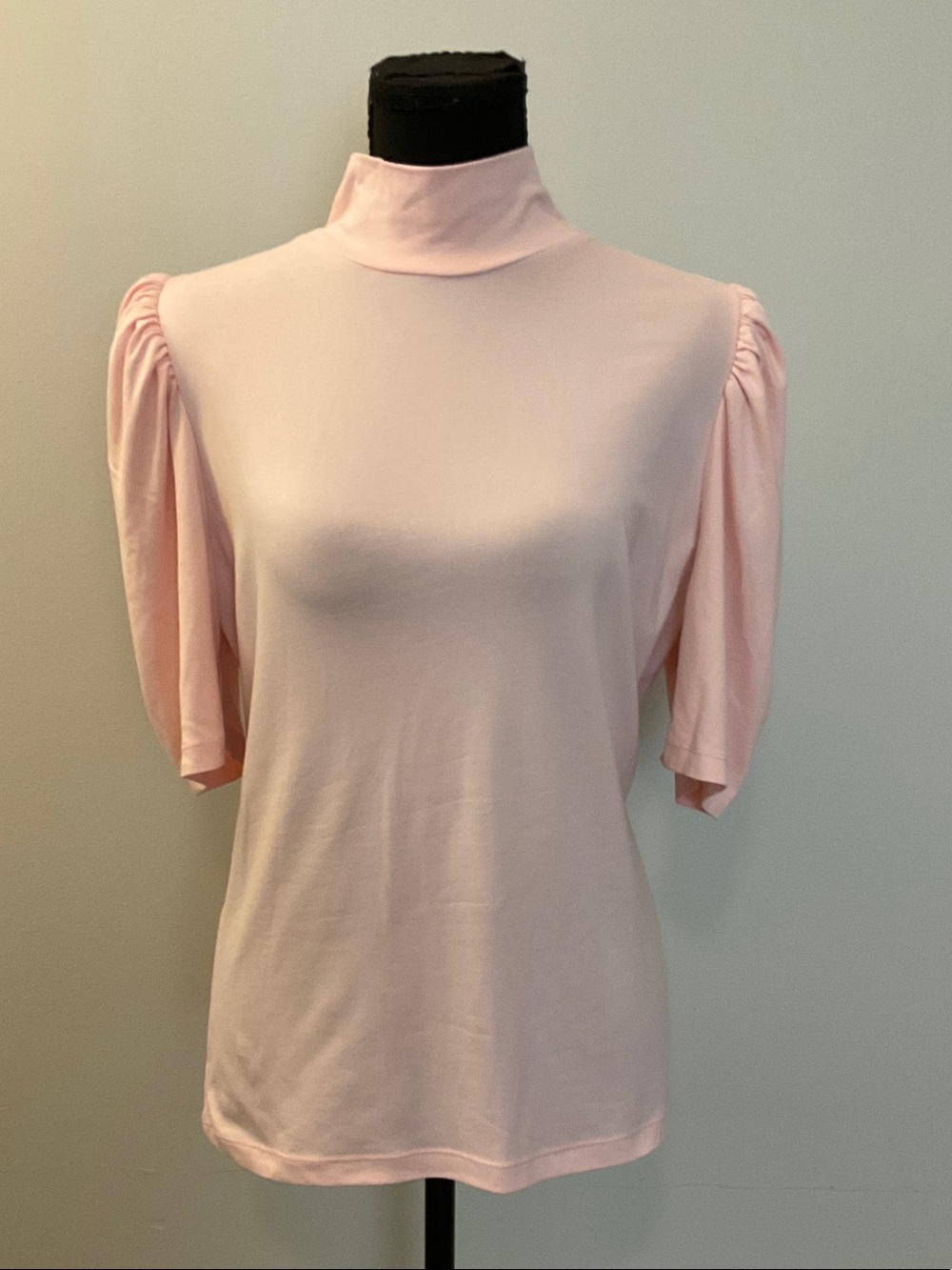 DKNY Pink Mock Neck Puff Sleeve Top
